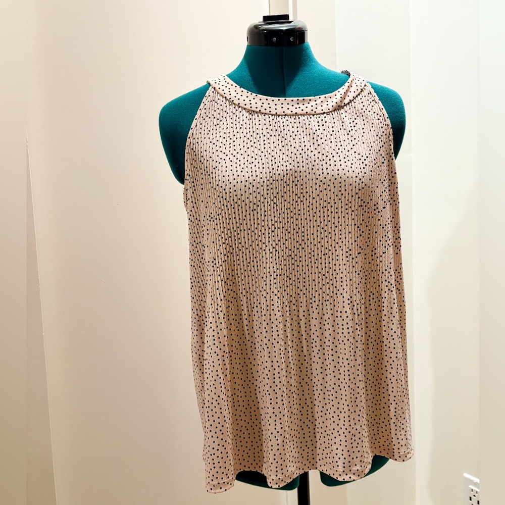 Adrianna Papell Pink and Black Polka Dot Top